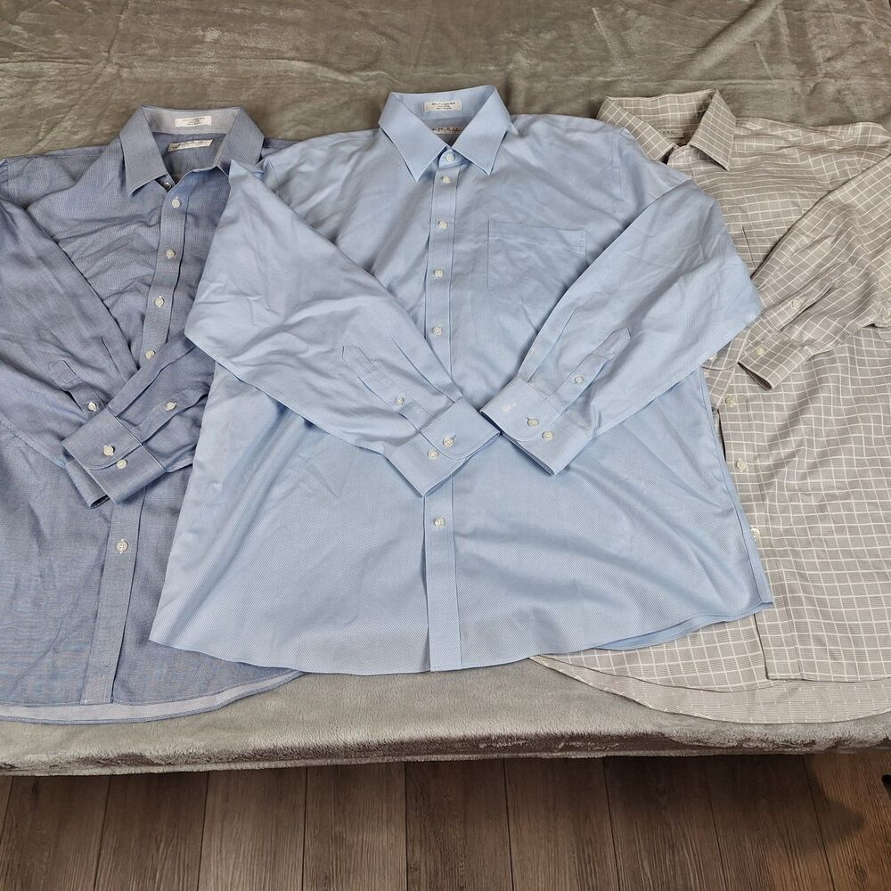 Lot Of 3 Enro Dress Shirt Mens 17.5 34/35 Long Sleeve